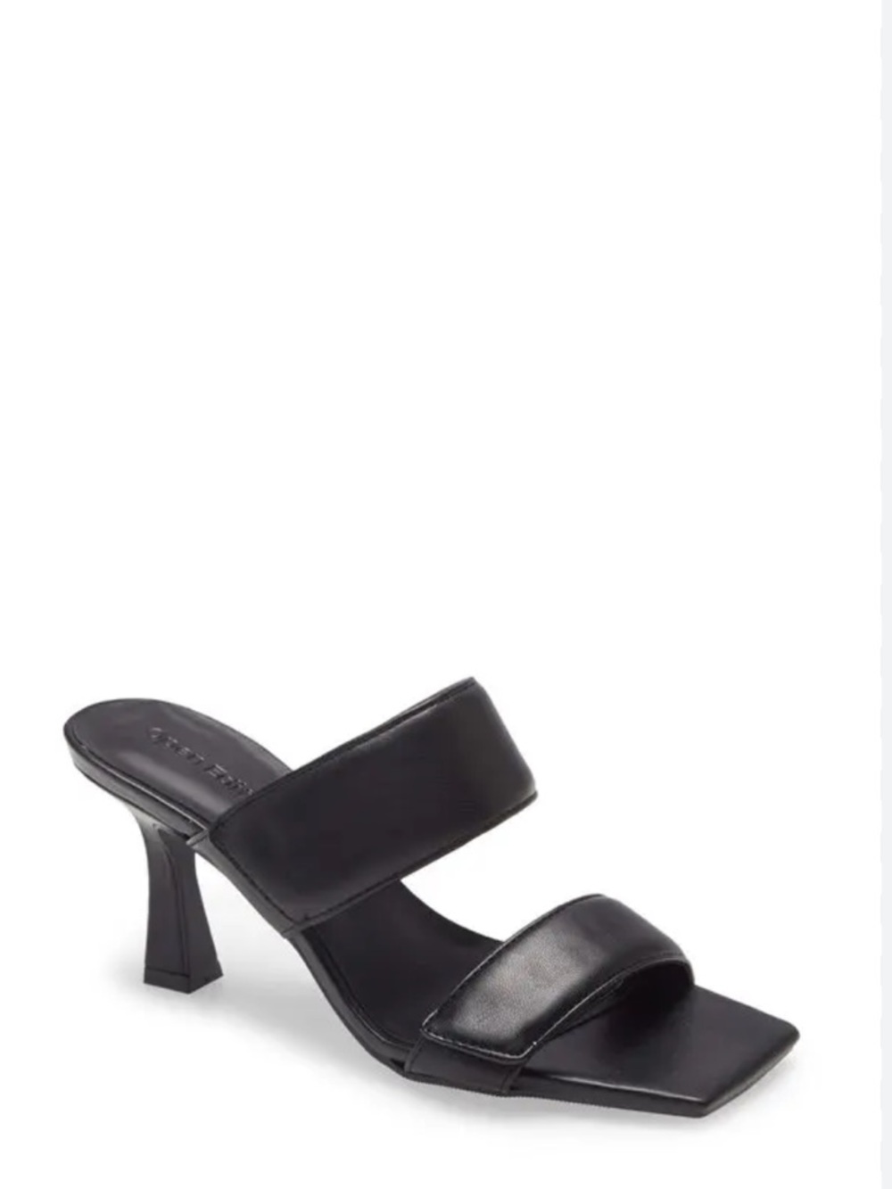 NWOT Double Strap Black Square-Toe Heel Mule